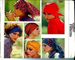 1294 VOGUE 1975 HATS, FRINGED, WRAPPED, TIED  SCARVES PATTERN 